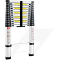 12.5ft alloy lightweight telescoping bamboo step ladder, telescopic ladder for small spaces